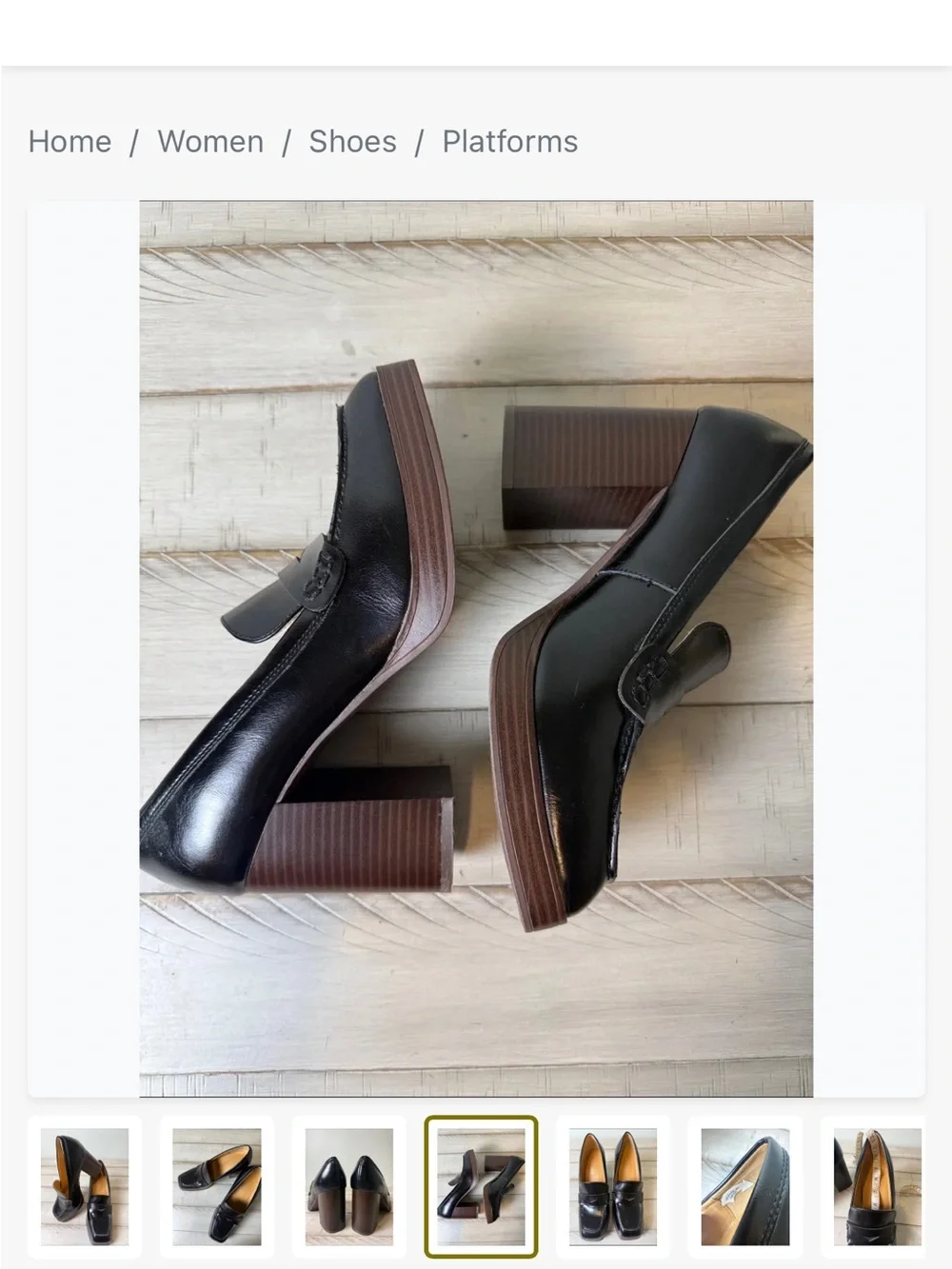 Nine West Black Leather Square-Toe Chunky Heel Loafers